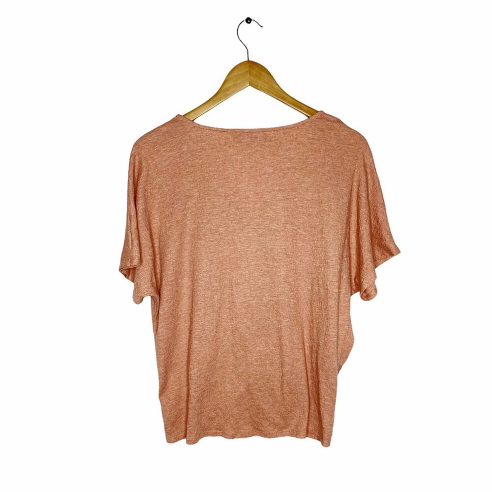 MARLED Peach Salmon Twist Front Dolman Summer Textured Cotton Blend Tee - Picture 5 of 9